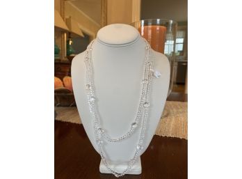 Super Long Clear Quartz Necklace With Big Multifaceted Beads And Smooth Small Beads....50
