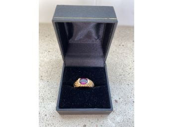 14K Yellow Gold Ring With Pinky Purple Tanzanite Gem Stone....23