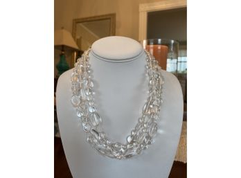 Clear Quartz Bead Multi Strand Necklace With Sterling Silver Clasp....46