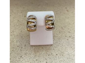 14k Yellow Gold And Diamond Earrings With French Backings....5