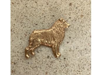 14k Yellow Gold Collie Dog Brooch....3