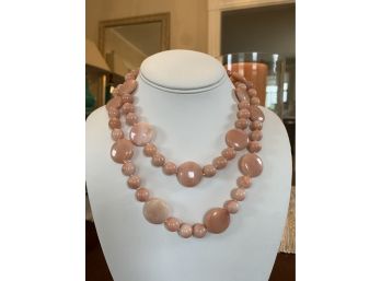 Polished Pink Quartz Stone Bead 36' Necklace....43