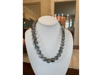 Black Tourmalinated Quartz Graduated Bead Necklace With Sterling Silver Clasp....36
