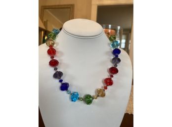 Rainbow Chunky Crystal Multi Faceted Necklace....44