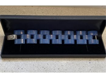 Blue Jadeite Stone Bracelet With Decorative Sterling Silver Clasp....12