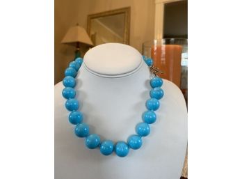 Turquoise Gumball Hand-Beaded Necklace....45