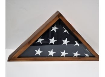 4x6 Embroidered American Flag In Rustic Brown Flag Case