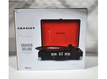 Crosley CR8005D-BK Cruiser Deluxe Vintage 3-Speed Bluetooth Suitcase Turntable, Midnight