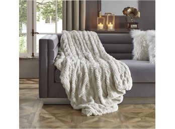 Inspired Home Mavis Honeycomb Texture Faux Fur Blanket