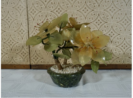 Asian Jade/ Glass Flower Pot