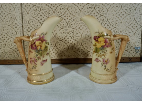 Pair Of Royal Worcester Pitchers 7' T