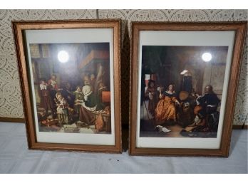 Pair Of Framed Prints In Wood Frames