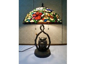 Owl Slag Glass Table. Lamp