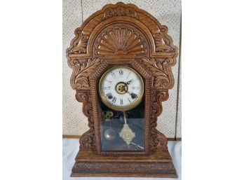 Oak Gingerbread Clock (working) 23h X 15 1/2W