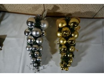 2 Silver & Gold Ornament Hanging Decorations 16 Long