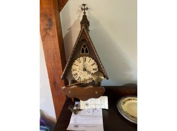 Vintage Large New England Clock Co. Cockoo Style Wall Clock