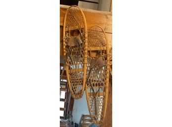 Antique Farber Snow Shoes From Canada With Leather Strapes-lv50