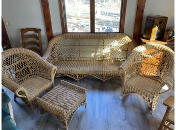 4 Piece Real Wicker Sofa, Chair W/ Ottoman And Rocker-lv33