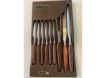 Vintage Washington Forge Town And County Knife And Carving Set With Case -KT49