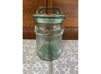 Tall Heavy Green Glass Canister Kt20