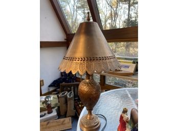 Textured Copper Shade And Lamp-lv9