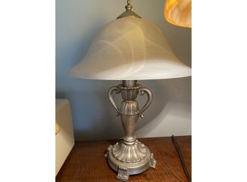 Heavy Silver Lamp With Frosted White Glass Shade-lv39