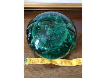 Extra Large Murano Glass Handblown Green Paperweight
