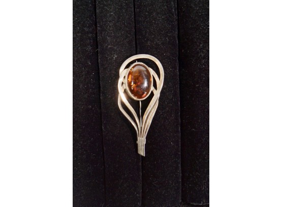 Sterling Amber Pin 2' L