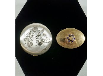 Mary Dunhill / Silver Plated Art Nouveau Compacts