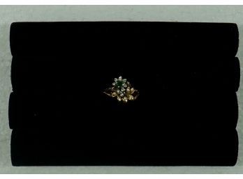 14k Emerald/ Diamond Chip Size 8.5 Ring , 5.6 Gr