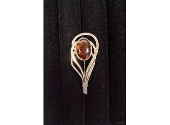 Sterling Amber Pin 2' L