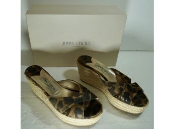 Jimmy Choo Leopard Wedge Size 37(8) In Box