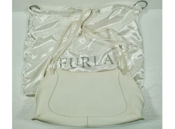 Furla White Italian Leather Shoulder Bag 7' X 12'
