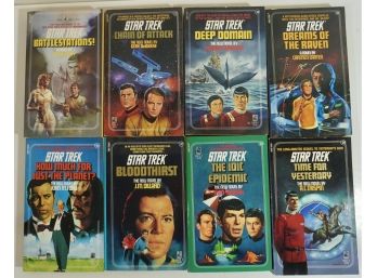 8 Pocket Star Trek Paper Back Books- #31,32,33,34,36,37,38,39