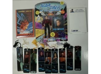 Lot Of 12 Different Star Trek Items Including Figure, Bookmarks, Desk Pad