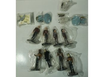 13 Piece Lot Of 4' Figures And Enterprise And Klingon Ships - NOS