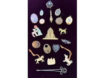 Mixed Vintage Tiny Lot Collectibles Charms Victorian Hairpin Lockets Misc