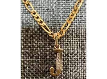 10K Gold Children's 'J' Initial Diamond Necklace 16' Length 2.13 Grams