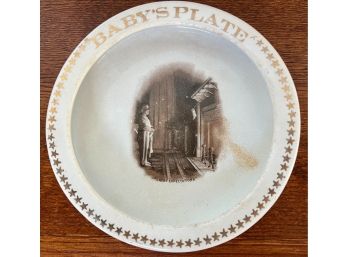 Vintage Baby's Plate 'Great Expectations' 7' X 2.5' Tall Carthage Furniture Co. Missouri Bow Arrow Mark