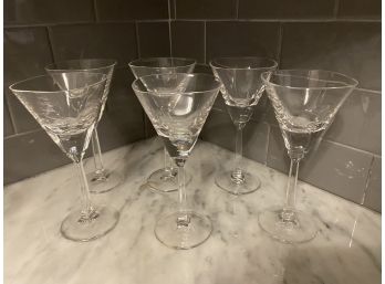 Six Clear Square White Wine Glasses -#21