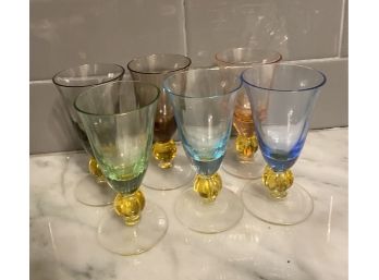 Six Colored Cordial Glasses - #8