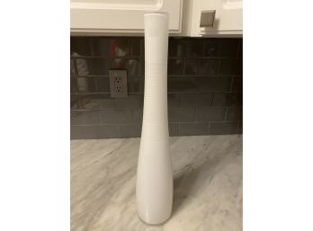 Tall White Glass Vase Made In Poland -#24
