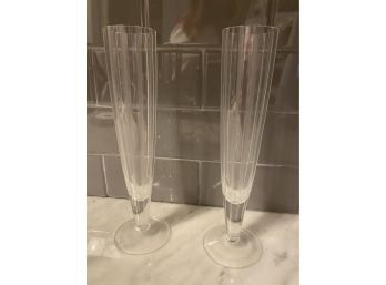 Two Tall Glass Champagne Flutes - #22