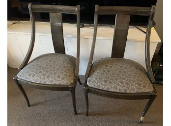 Two Brushed Lacquered Chairs From Spain With Maharam Fabric- #28