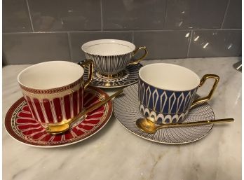 Tea Cup Collection With 2 Gold Spoons - #7