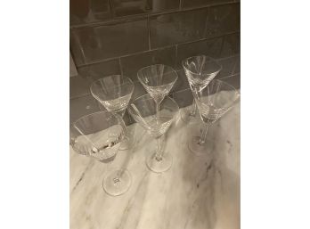Six Clear Square Red Wine Glasses - #20