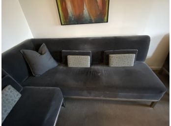 Gray Maharam Moleskin Two Piece Convertible Sofa On Stainless Frame Made By Boston Artist #31