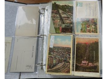 #63 Book Of Vintage Post Cards  Mixed RPP, Photo & Colored (trains, Railroads Etc)