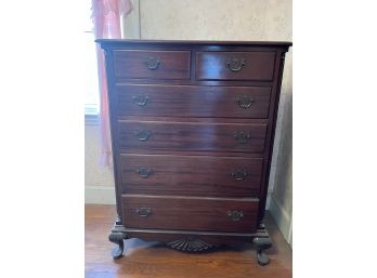 Mahogany Carved Tall Dresser 2 Over 4 Drawers