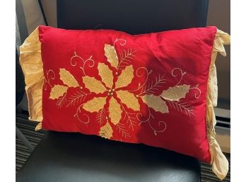 Gold & Red Christmas Pillow 17 X 17